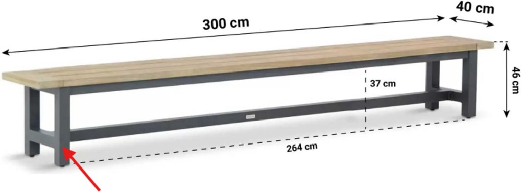 Picknick Set 8 personen 300 cm Aluminium Grijs Santika Furniture Soray