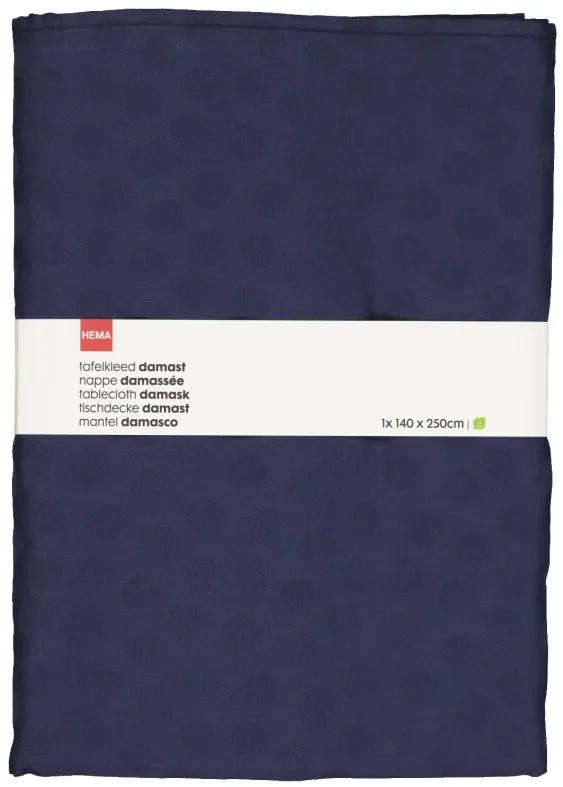 Tafelkleed 140x250 Damast Katoen - Blauw Stip (blauw)