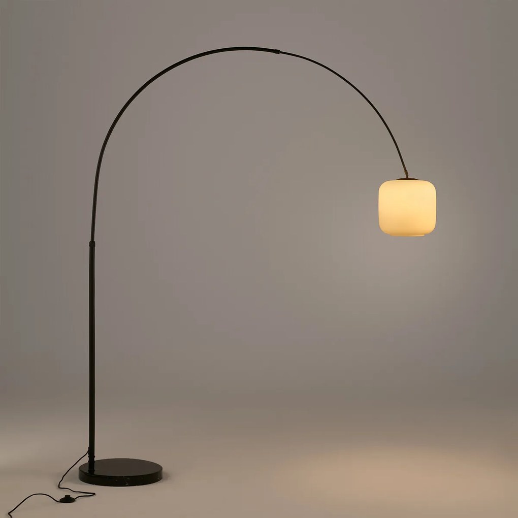 Gebogen staande lamp, opaline en marmer, Elita