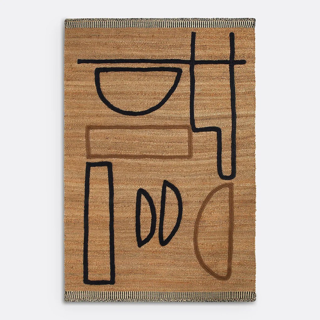 Vloerkleed in jute, gevlochten motief, Euphie