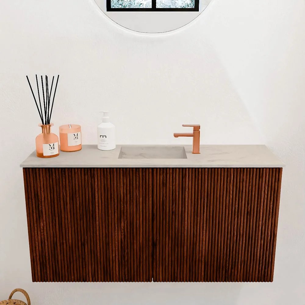 Mondiaz Joya DLux 80cm toiletmeubel ruby met wastafel faye midden 1 kraangat opalo