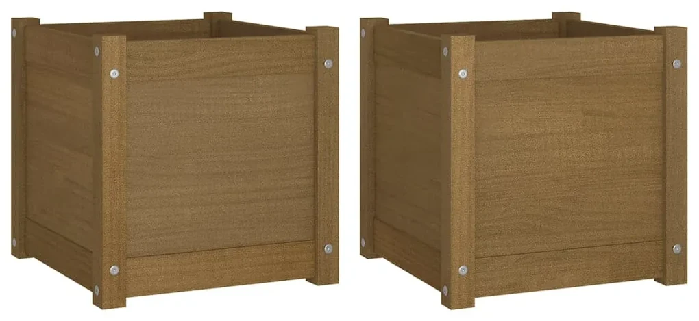 vidaXL Plantenbakken 2 st 40x40x40 cm massief grenenhout honingbruin