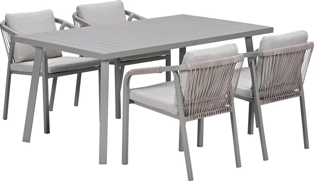 Garden Impressions Milou tuinset 5-delig - tuintafel 160x90 cm taupe