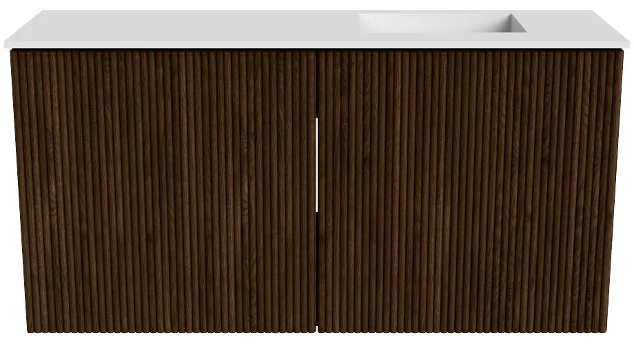Mondiaz Joya 80cm toiletmeubel walnut met wastafel faye rechts 1 kraangat talc