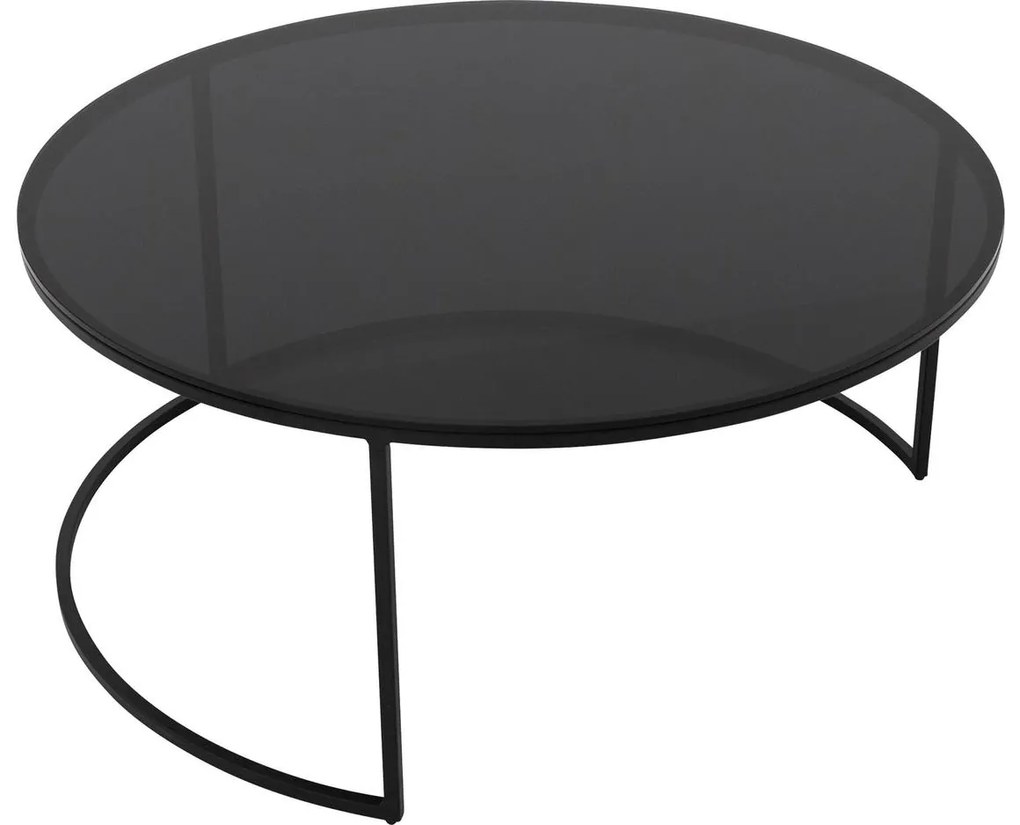 Goossens Salontafel Arendal rond, glas zwart, elegant chic, 90 x 39 x 90 cm
