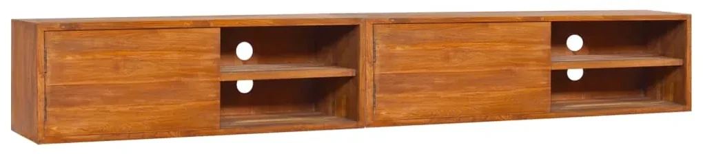vidaXL Tv-meubel wandmontage 180x30x30 cm massief teakhout