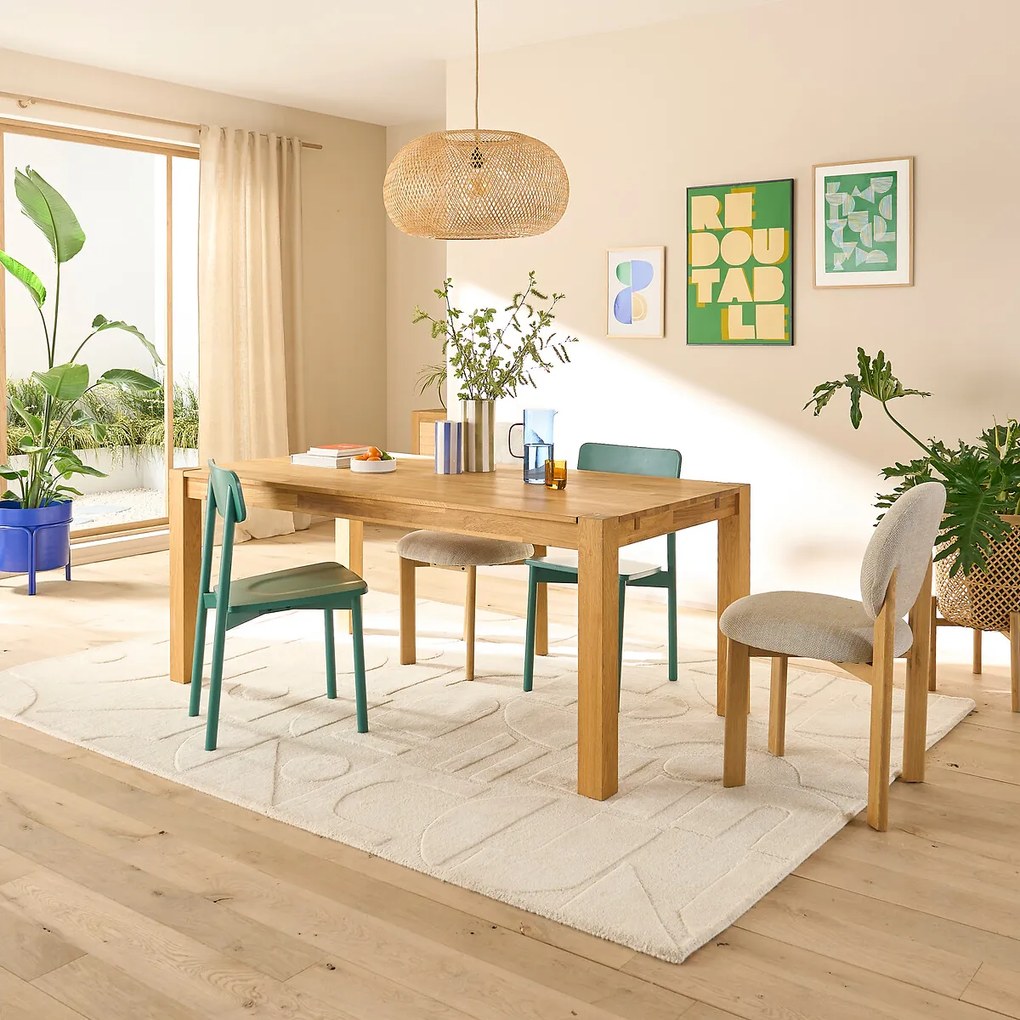 Uitschuifbare eiken eettafel, 6 tot 10 couverts, ADELITA