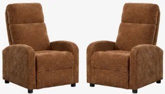 Set Van 2 Gestoffeerde Relaxfauteuils Libuliana Chenille Roestbruin - Sklum