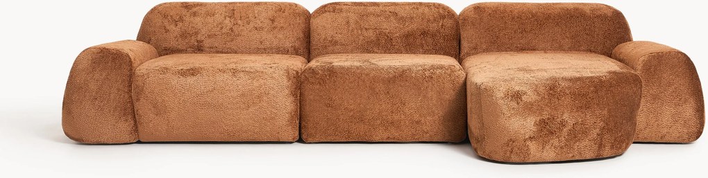 Modulaire teddy-bouclé hoekbank Wolke (4-zits)