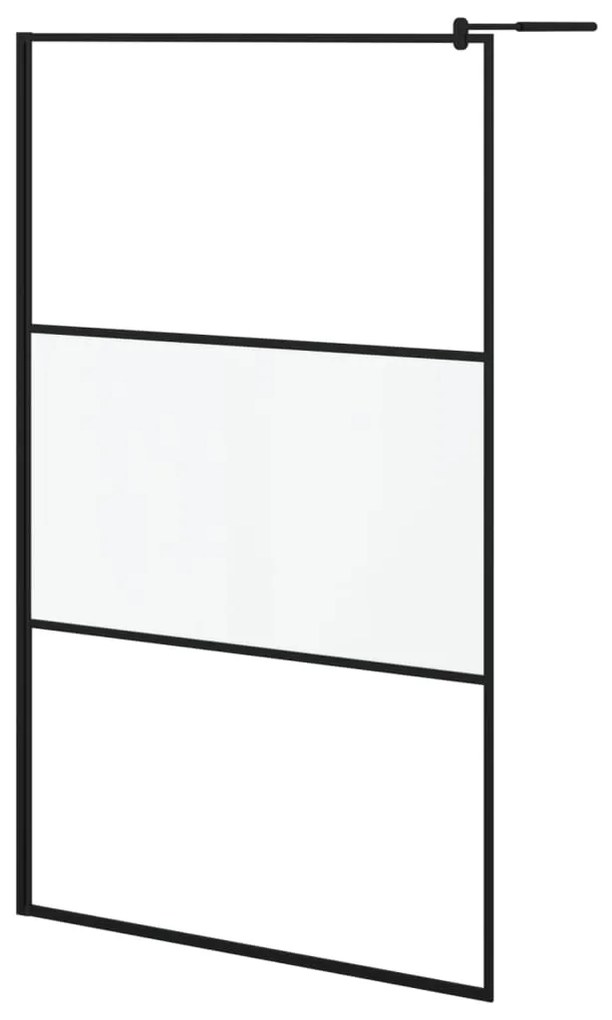 vidaXL Inloopdouchewand 115x195 cm mat ESG-glas zwart