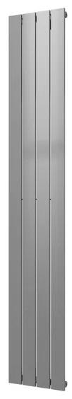 Plieger Cavallino Retto designradiator verticaal enkel middenaansluiting 1800x298mm 614W zilver metallic 7252963