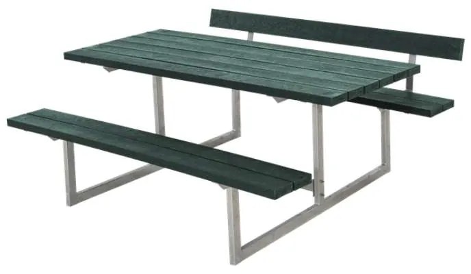 Picknicktafel gerecycled kunststof | Basic groen 1 rugleuning 172 x 177 x 75 cm