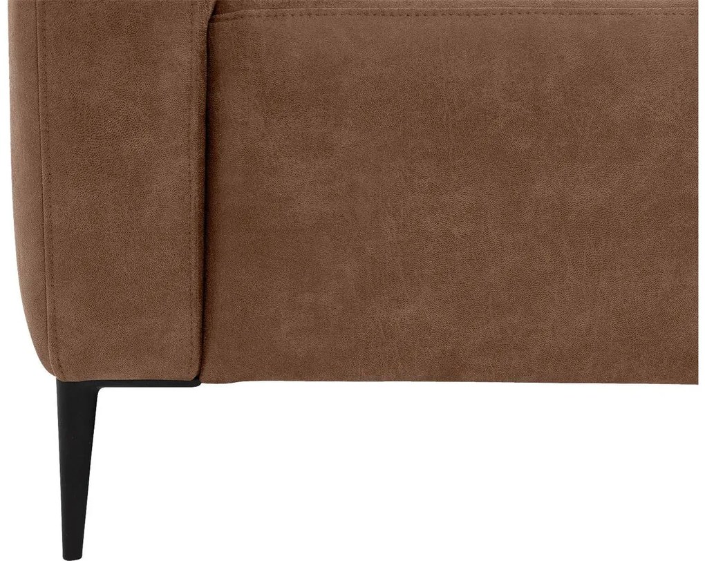 Goossens Key West bruin, micro leer, 3-zits, modern design met ligelement rechts