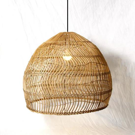 Rotan / Rieten Hanglamp, Handgemaakt, Naturel, â60 cm