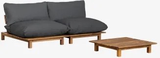 Woonkamerset Met 2-delige Modulaire Relaxbank En Salontafel In Brina Acaciahout Grijs – Grafiet - Sklum