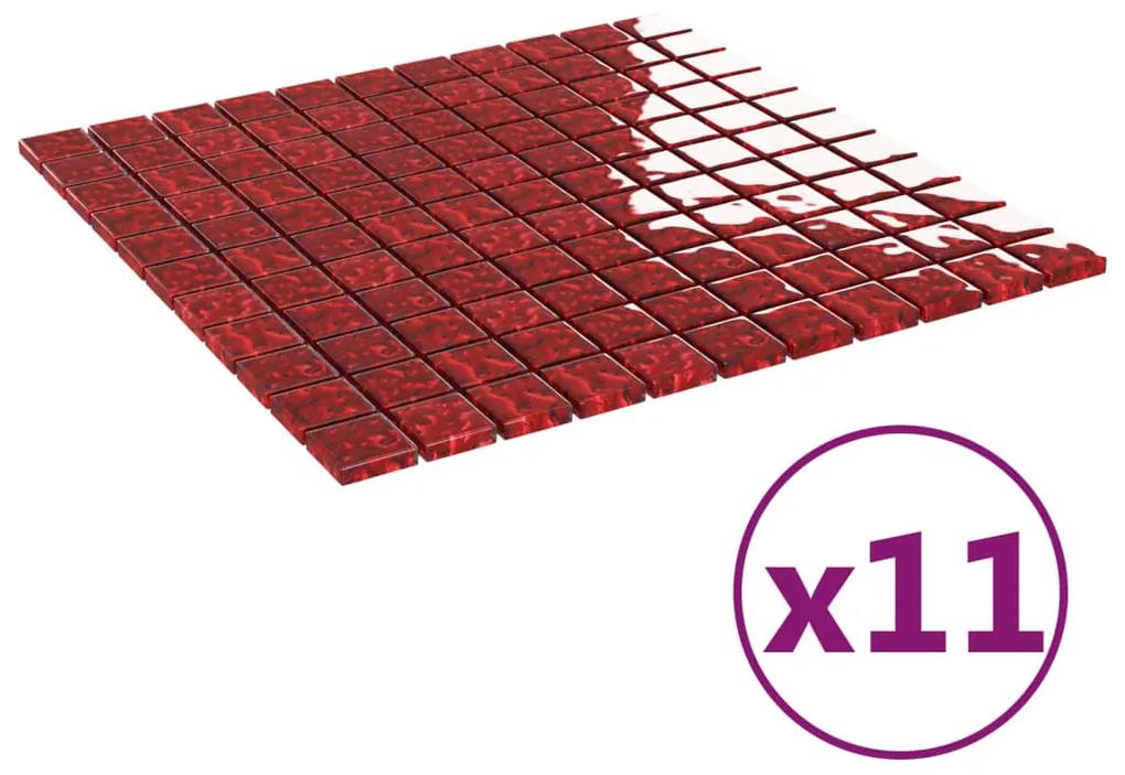 vidaXL Mozaïektegels 11 st zelfklevend 30x30 cm glas rood
