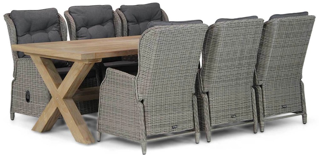 Tuinset 6 personen 240 cm Wicker Grijs Garden Collections Edingburgh/Oregon