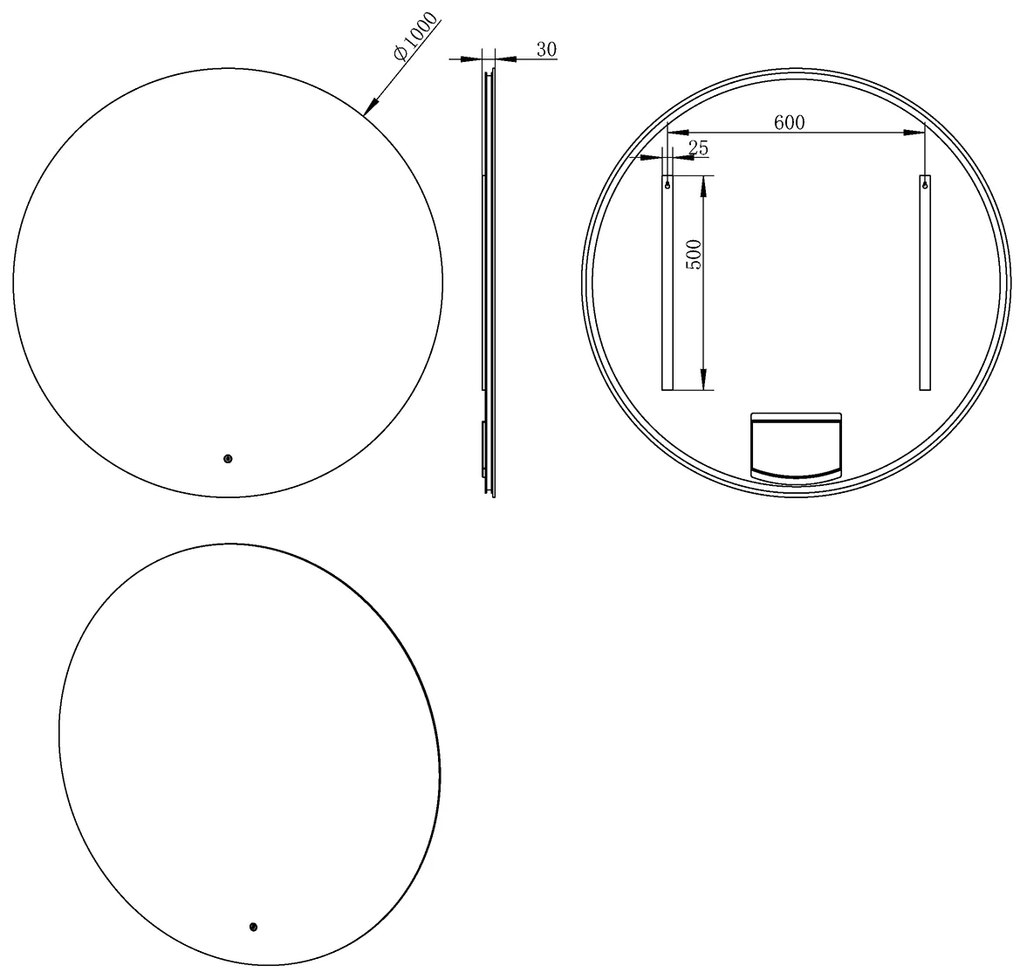 Mueller Oreo ronde spiegel met LED-verlichting 100cm