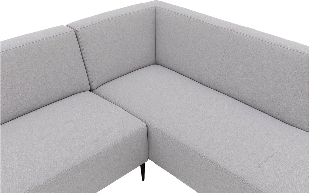 Goossens  Key West lichtgrijs, stof, 3-zits, modern design met ligelement rechts