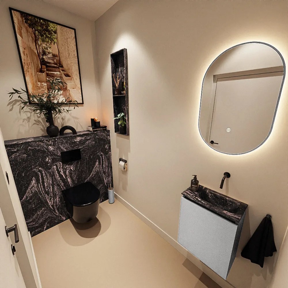 Mondiaz Ture DLux toiletmeubel 40cm plata met wastafel lava rechts zonder kraangat