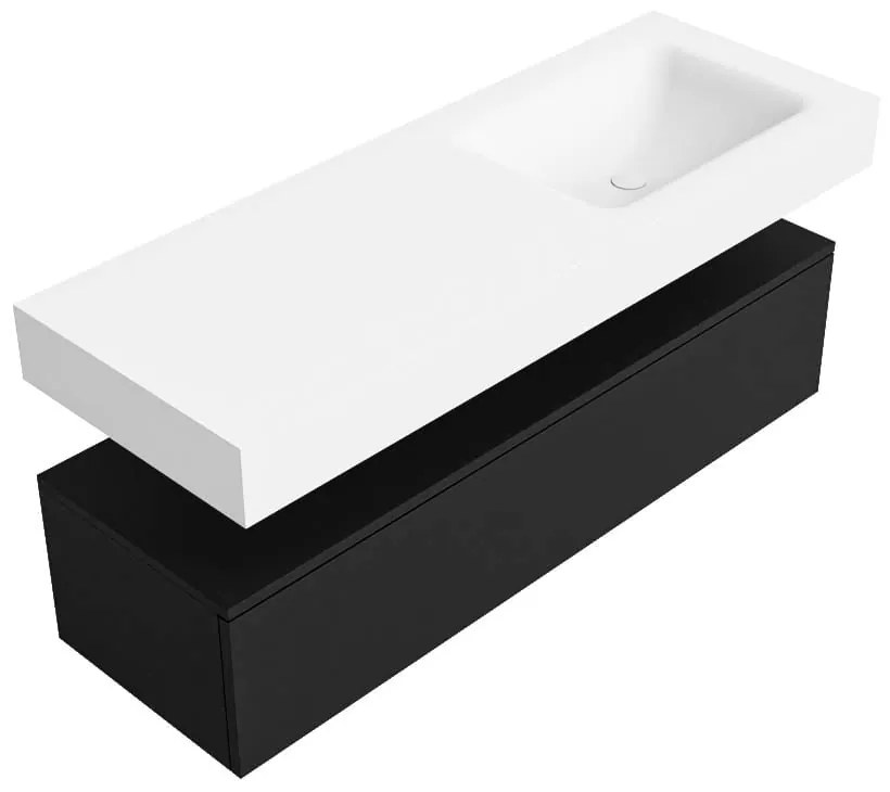 Zaro Alan badmeubel 130cm urban 1 lade met vrijhangende wastafel cloud rechts zonder kraangat talc