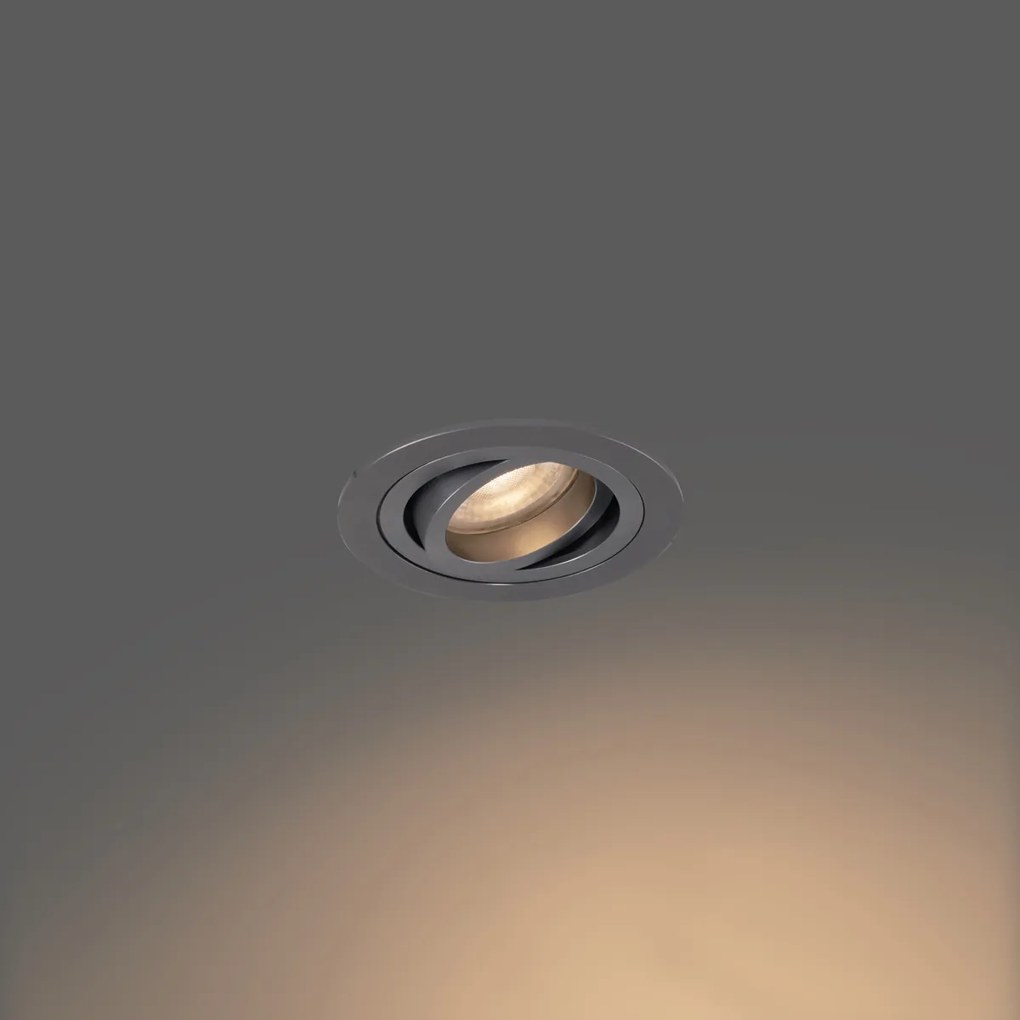 Moderne inbouwspot gunmetal GU10 50mm rond kantelbaar - Rondoo