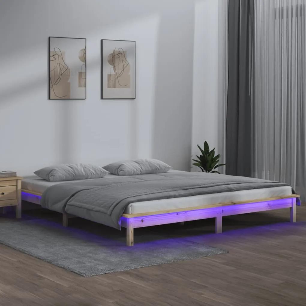 vidaXL Bedframe LED massief hout 150x200 cm 5FT King Size