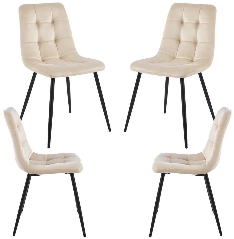 Set 4 Stoelen Stuhl Fluweel