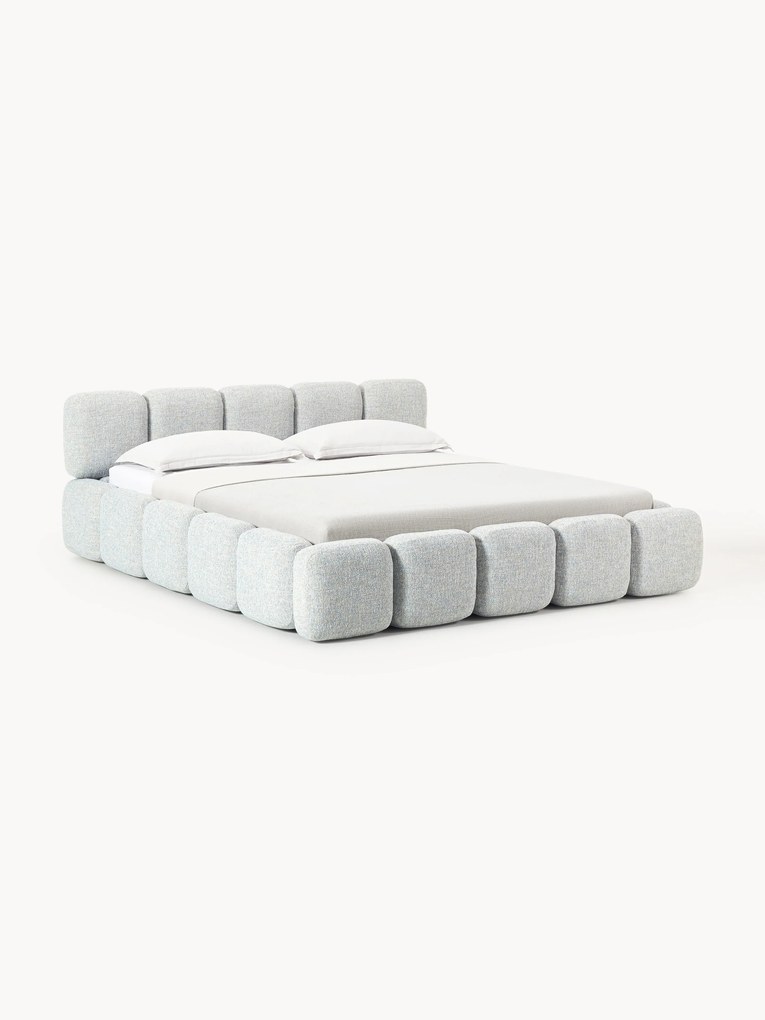 Gestoffeerd bouclé bed Tayla met opbergruimte