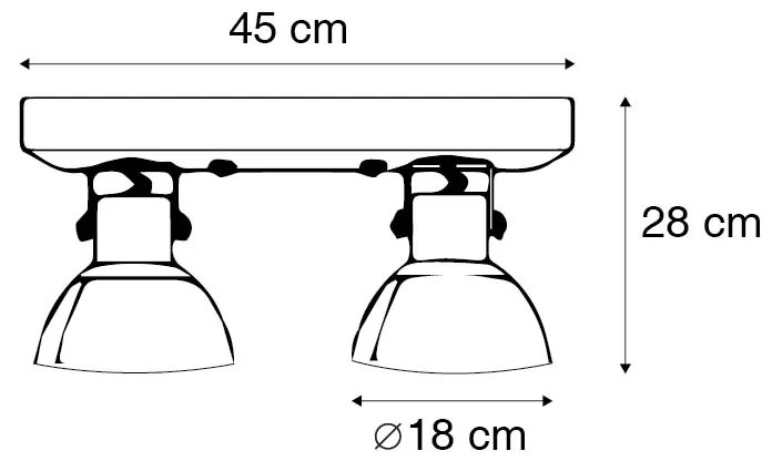 Plafondlamp brons 2-lichts met hout - Mangoes