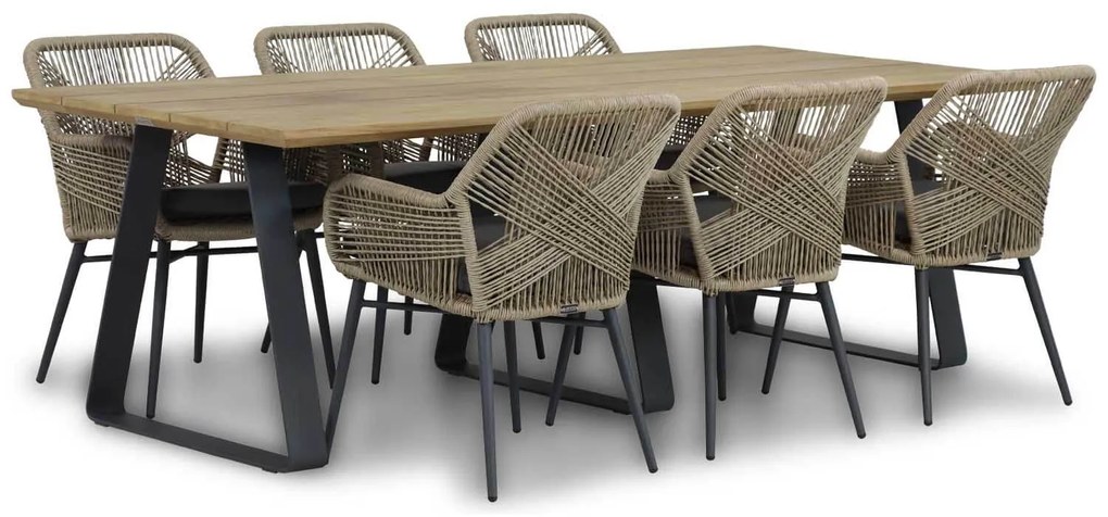 Tuinset 6 personen 240 cm Rope Taupe Lifestyle Garden Furniture Advance/Palta