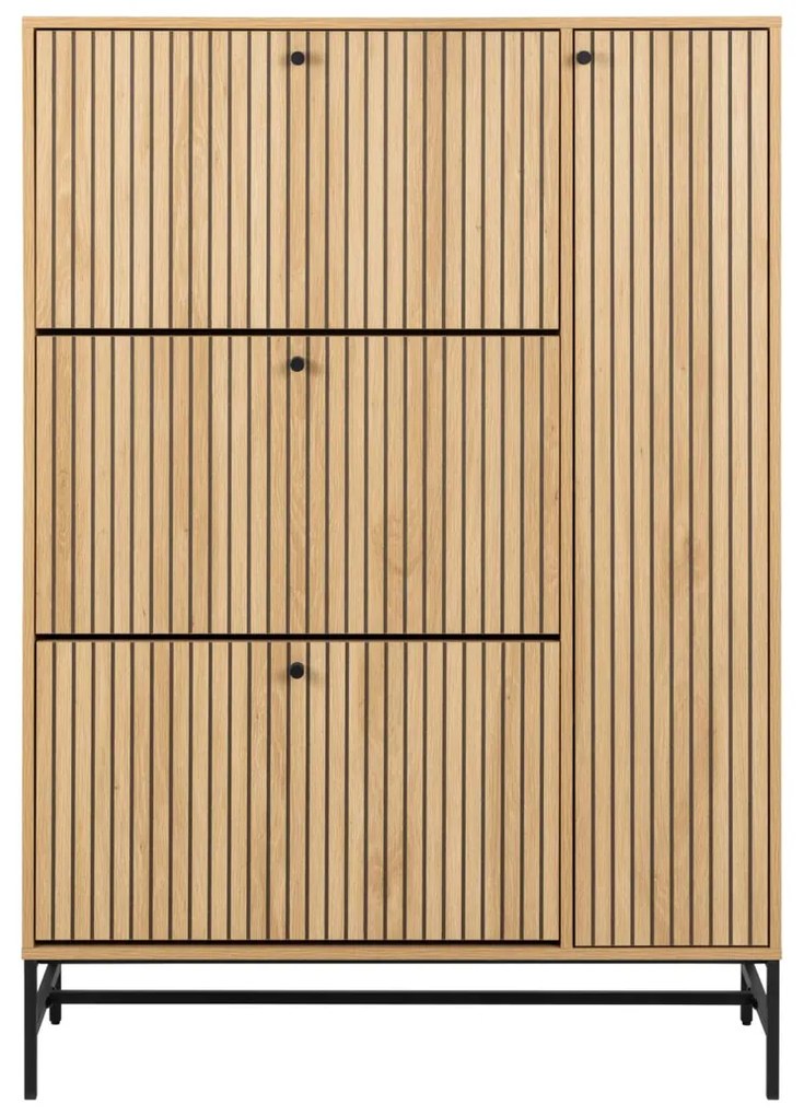 Eiken Schoenenkast Met Opbergruimte - 98.7x35x140.4cm.