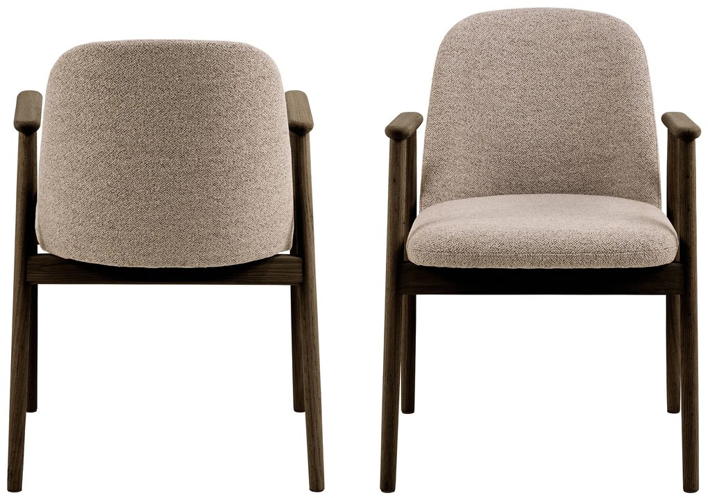 RODERIC Beige Latte (stof Monza 60) / frame gerookt gelakt eiken - HOUTEN STOEL VOOR WOONKAMER, EETKAMER, KEUKEN RETRO