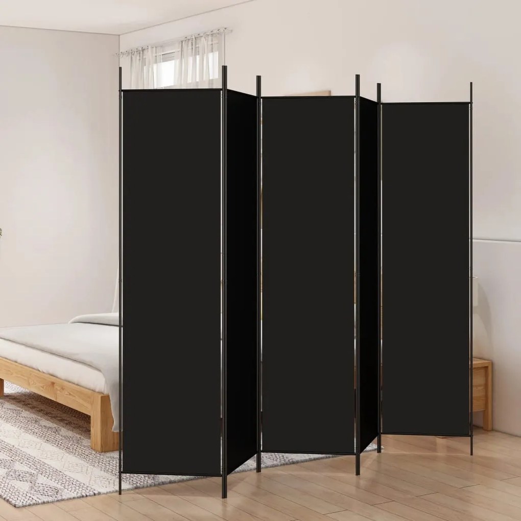 vidaXL Kamerscherm met 5 panelen 250x200 cm stof zwart
