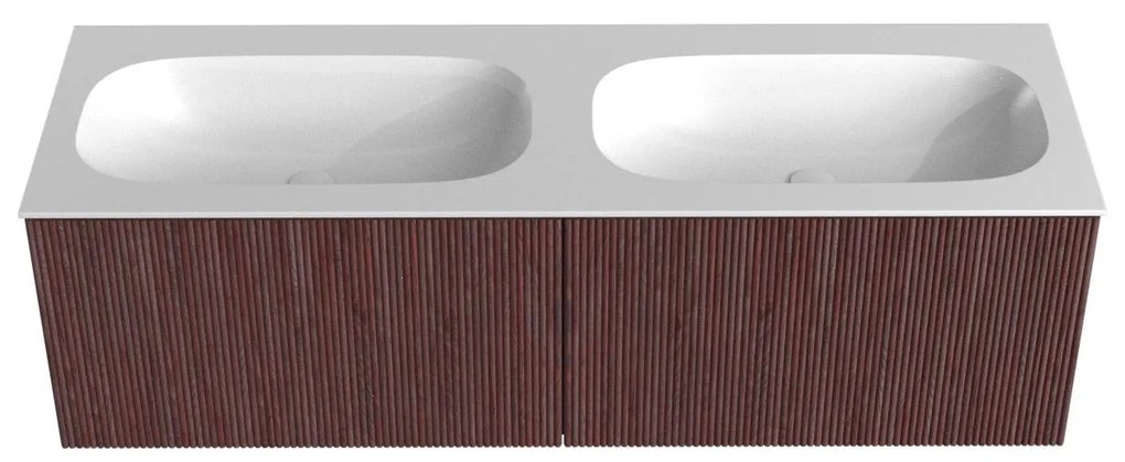 Mondiaz Kurve 140cm badmeubel ruby met 2 lades en wastafel big small dubbel zonder kraangat