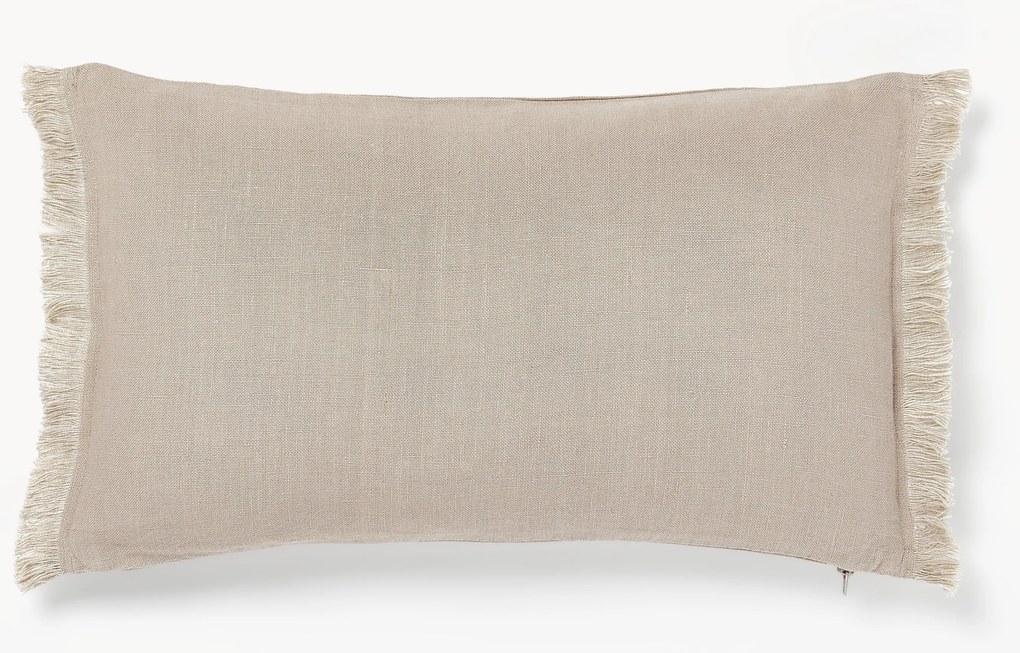 Linnen kussenhoes Luana met franjes