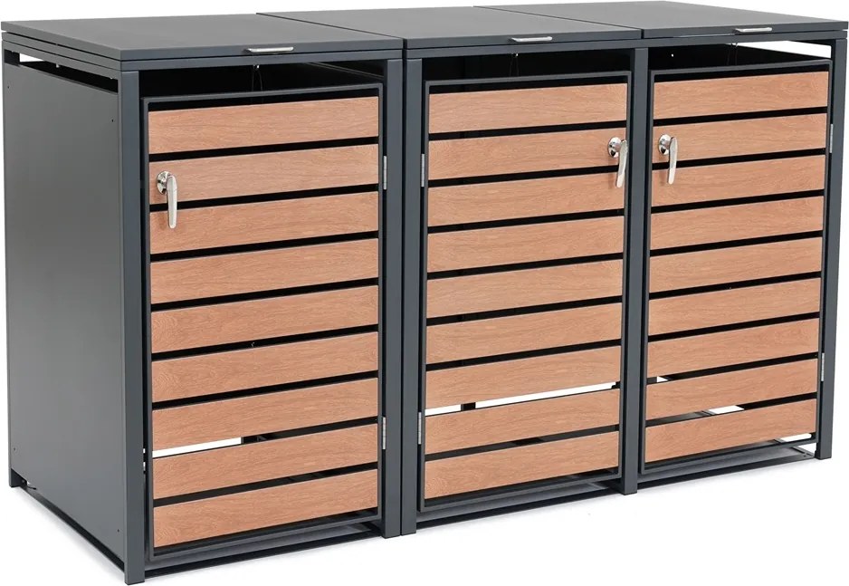 Kliko Ombouwen voor 3 afvalcontainers van 120 l of 240 l Bremen CoverTech