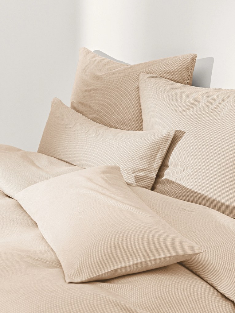 Flanellen dekbedovertrek Javon met fijne strepen