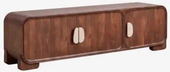 Kivalina Tv-meubel Van Mangohout En Natuursteen Travertijn - Donker Mangohout & 180 X 45 Cm - Sklum