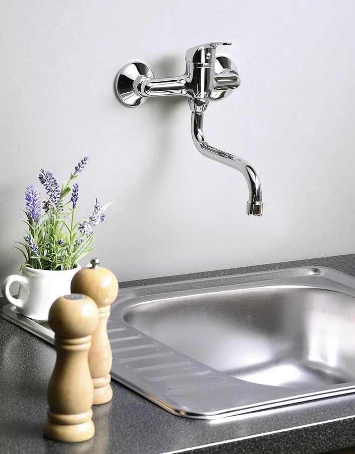 Aqualine 35 wastafelkraan met draaibare uitloop 18cm hartafstand 15cm chroom