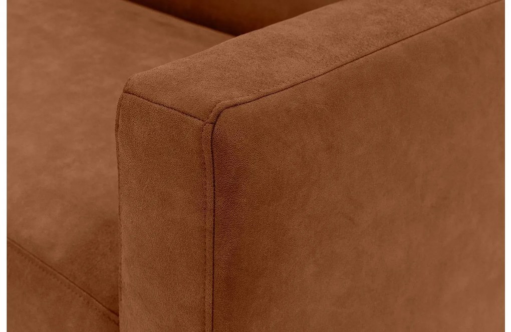 Goossens Key West cognac, micro leer, 3-zits, modern design met ligelement links