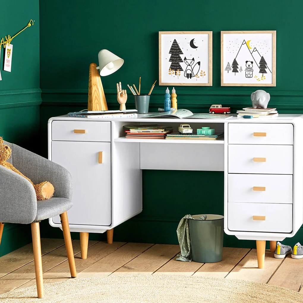 Taffellamp in essenhout en staalmetaal, Cotapi