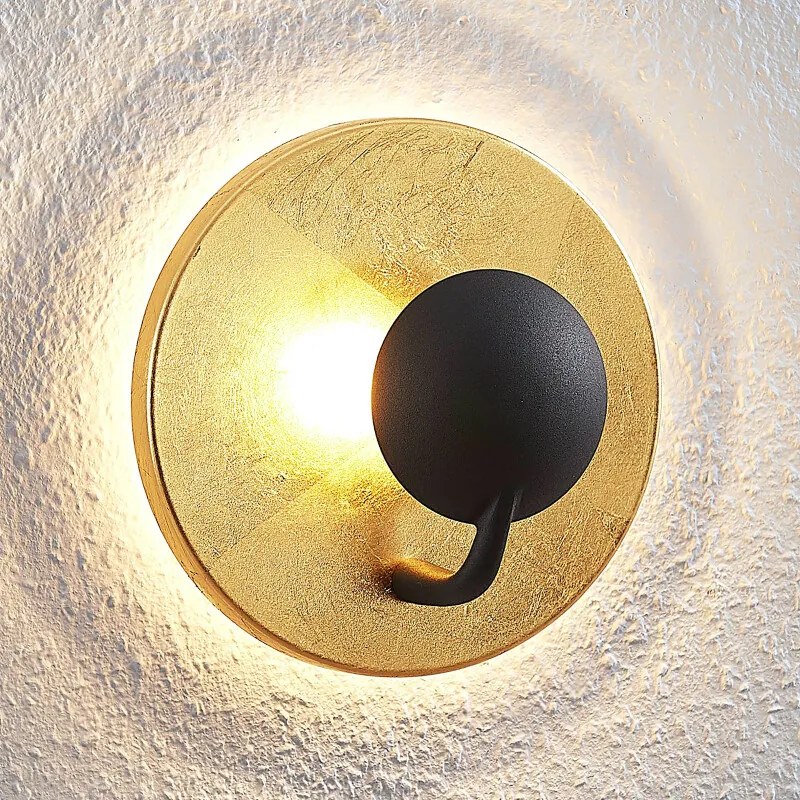 Lou LED wandlamp in zwart-goud - lampen-24