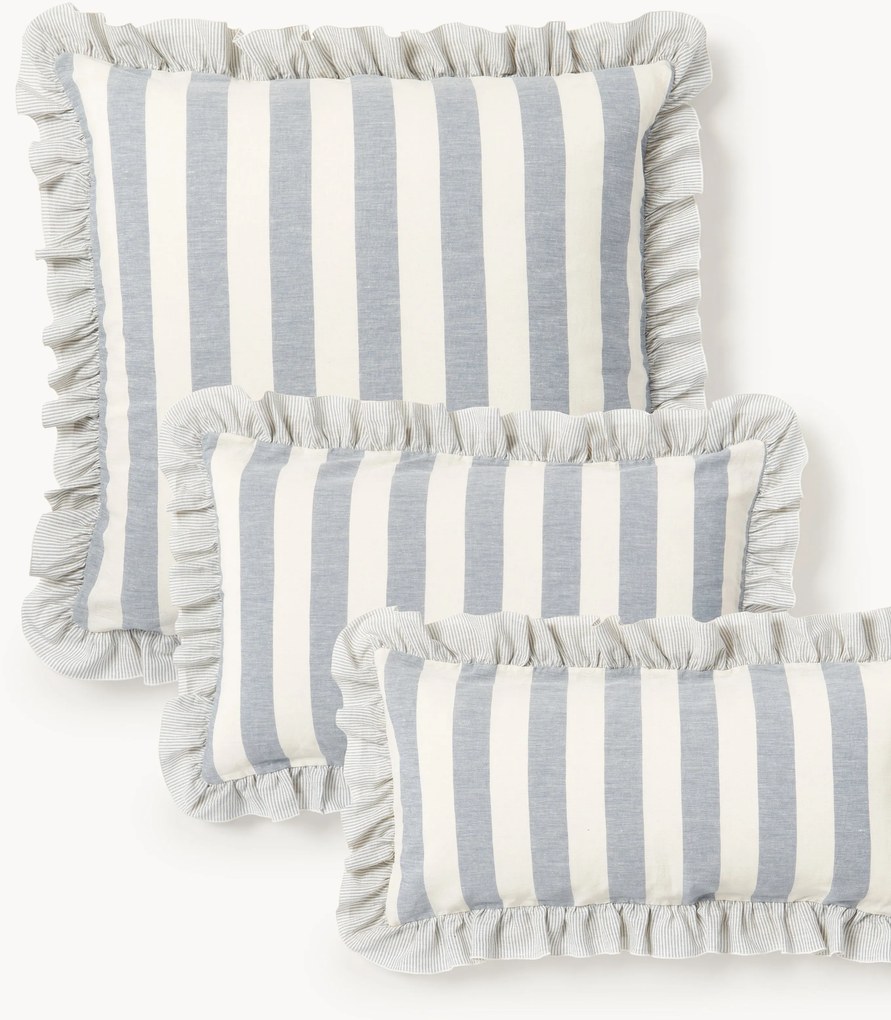 Kussenhoes met ruches Posie van linnen-katoen