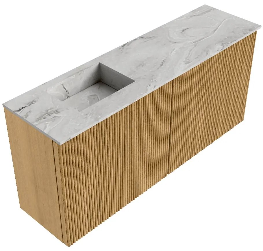 Mondiaz Joya DLux 90cm toiletmeubel oak met wastafel faye links 1 kraangat glace