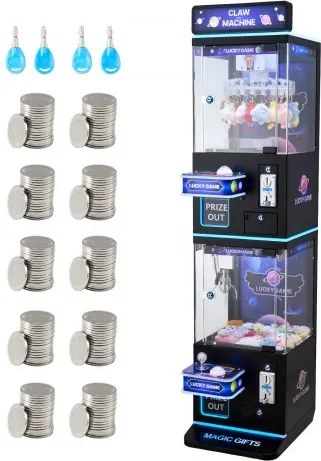 VEVOR grijpmachine, middelgroot, arcadespel met grijper en dubbele laag, licht en geluid, speelgoed snoepgrijper, prijzenautomaat, voor commerciële thuisbioscopen, zwart-paars