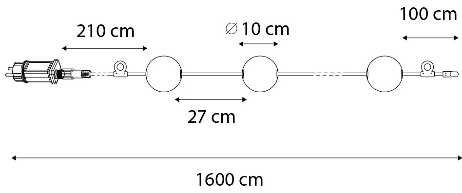 Moderne buiten lichtsnoer 8M incl. LED 14-lichts - Malai