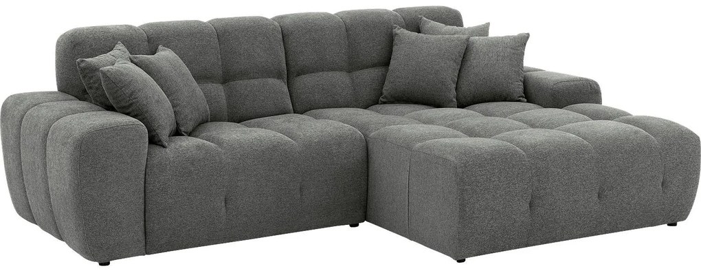 Goossens Excellent Bank Kubus - 30 X 30 Cm Stiksel grijs, stof, 1,5-zits, modern design met chaise longue rechts