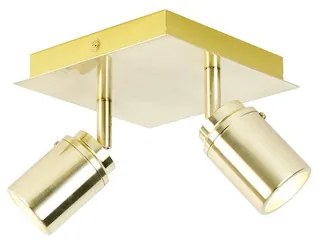 QAZQA Ducha badkamer plafondlamp - 17x17cm - 2 spots - IP44 - vierkant - messing (goud) 105237