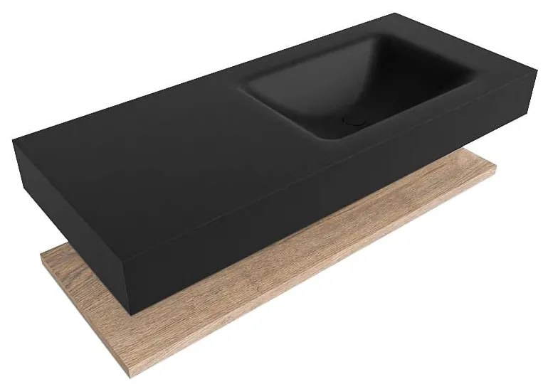 Zaro Alan badmeubel 110cm met planchet washed oak en vrijhangende wastafel cloud rechts 1 kraangat urban